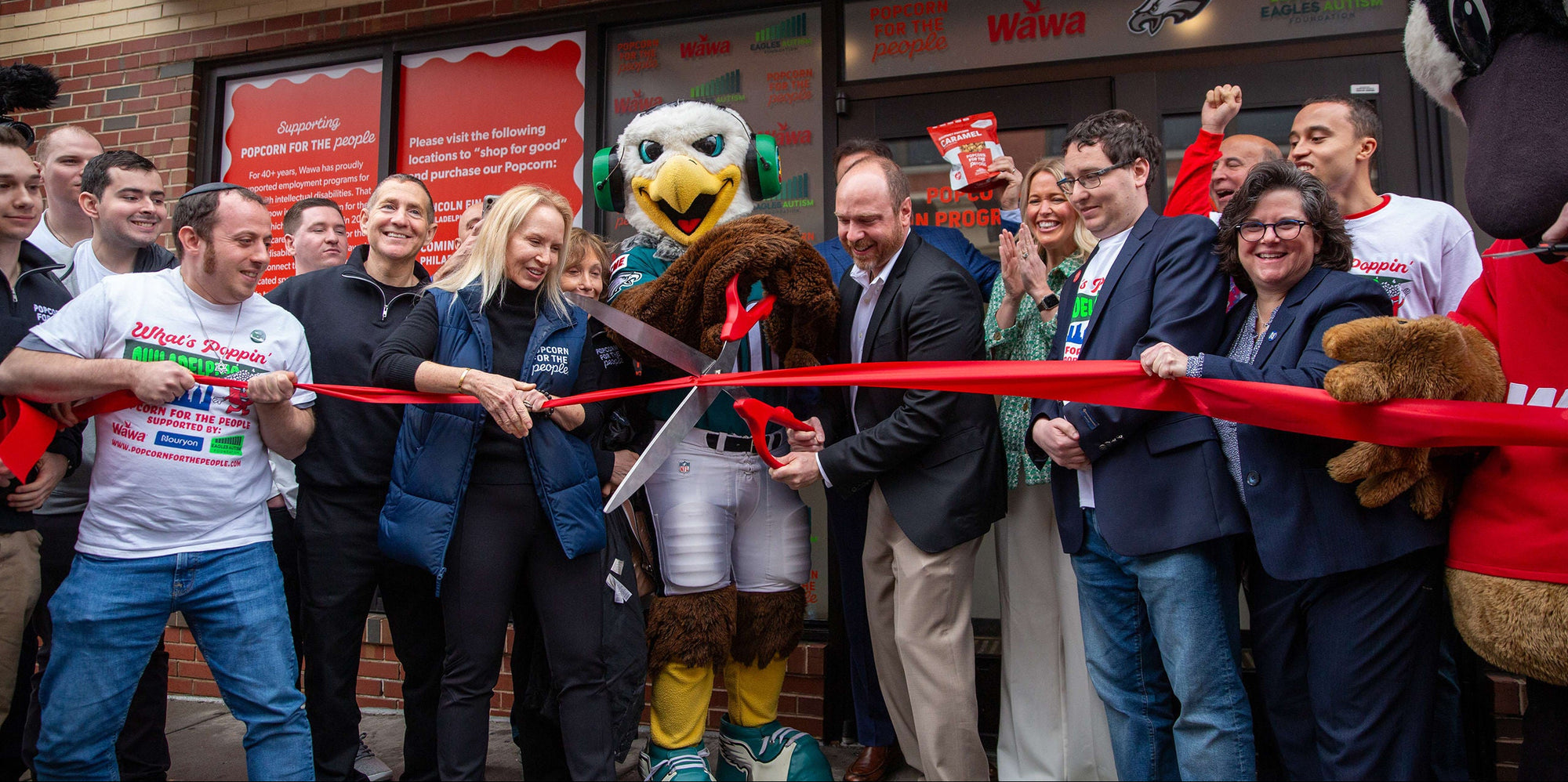 Popcorn for the People and the Eagles ribbon cutting