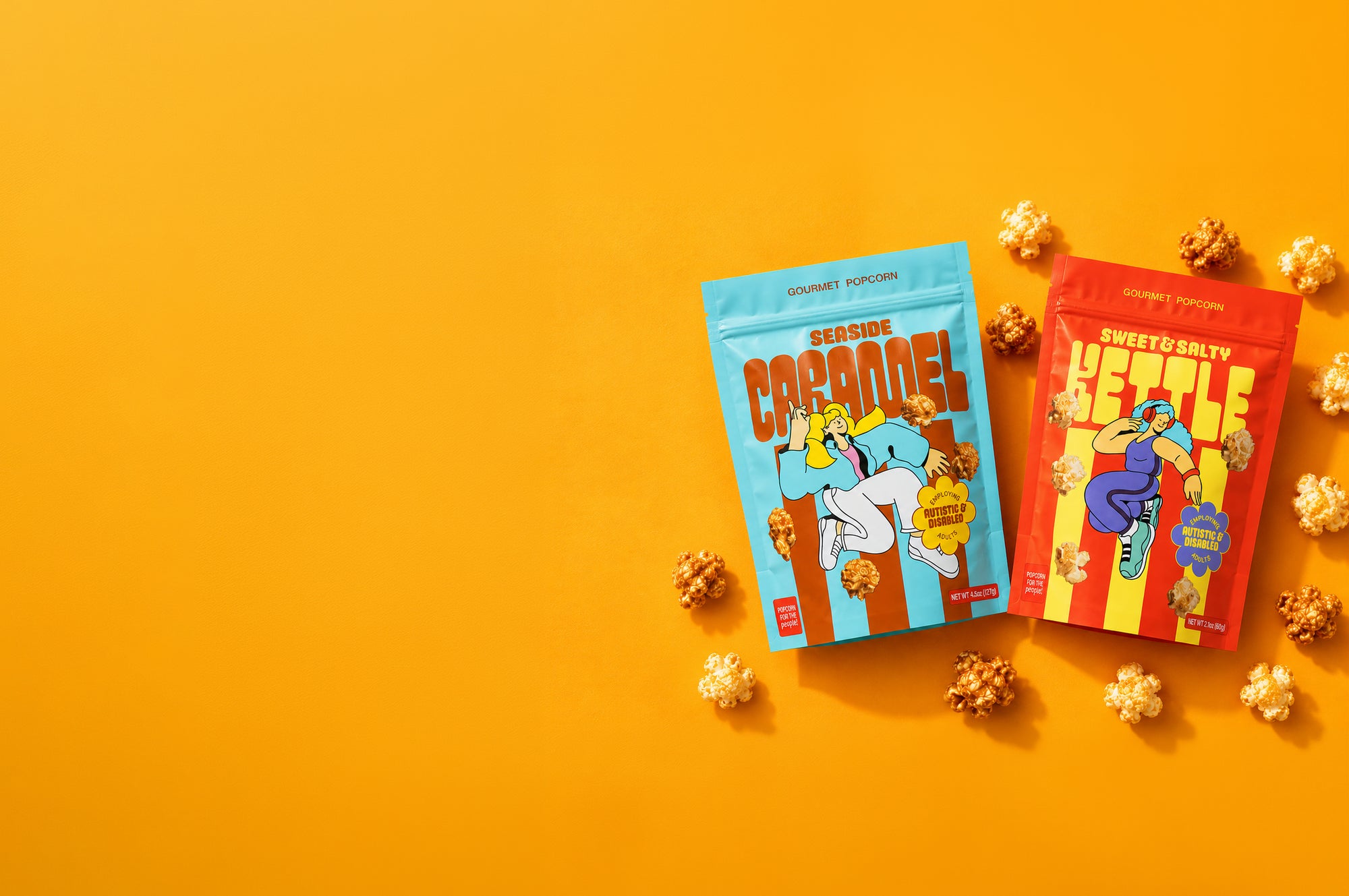 Caramel and Kettle flavored Popcorn for the People popcorn bags 