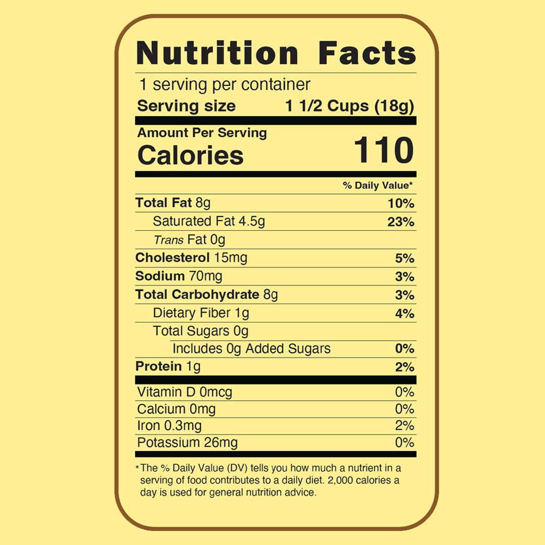 Butter popcorn nutritional facts