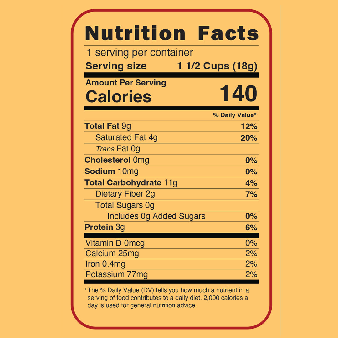Cheddar popcorn nutritional facts