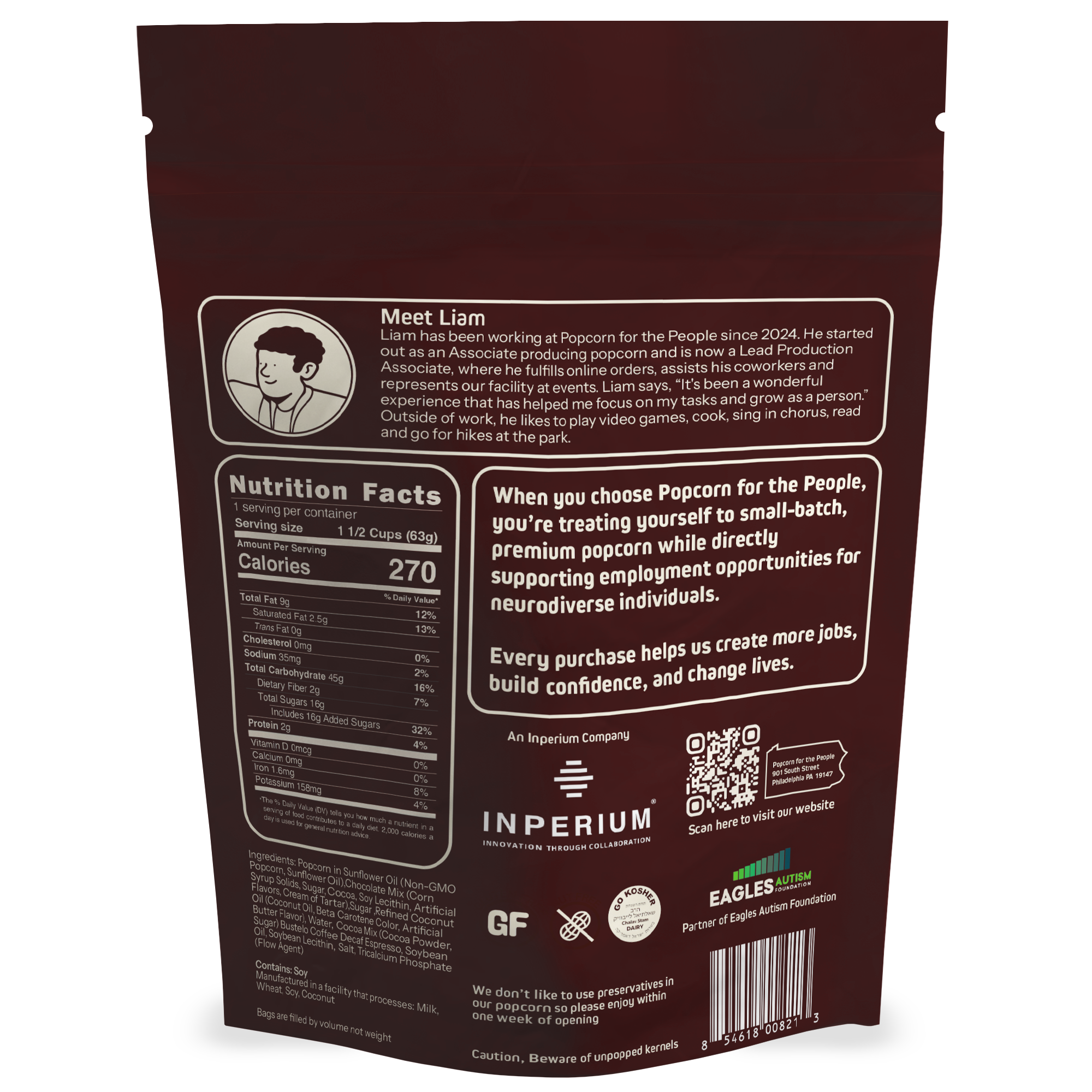Wholesale Case of Dark Chocolate Espresso Snack Bags (40 Bags)